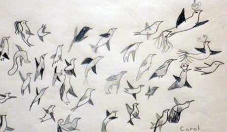 Child's drawing of birds