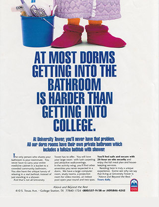 Magazine ad for a dorm